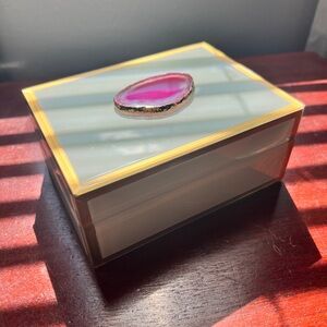 Elegant Jewelry Box with Pink Agate Accent